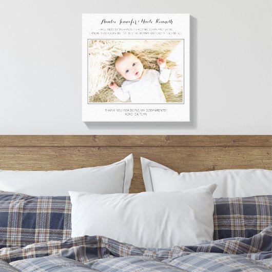 Modern Bedankt dat je mijn peetouders bent Foto Canvas Afdruk (Insitu (Slaapkamer))