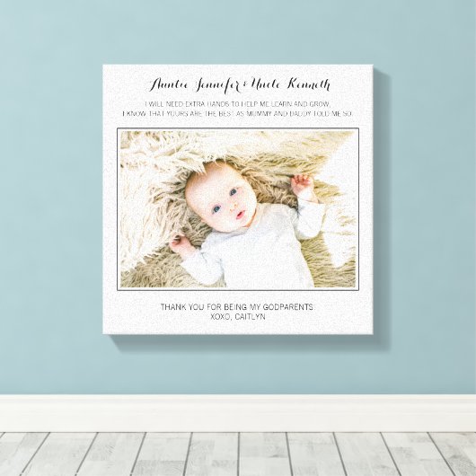 Modern Bedankt dat je mijn peetouders bent Foto Canvas Afdruk (Insitu (Houten vloer))