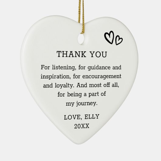 Modern Bedankt Vriend Zwart en Wit Hart Keramisch Ornament (Rechts)