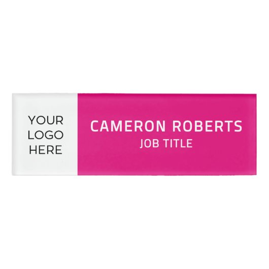 Modern bedrijf Logo Hot Pink Medewerker Naambadge (Voorkant)