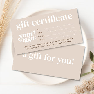 Modern bedrijfsgeschenkcertificaat met aangepaste