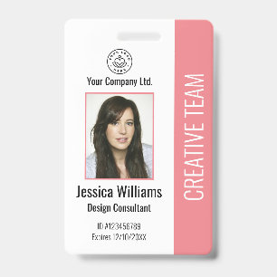 Modern bedrijfslogo foto roze personeelsausweis badge