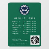 Modern bedrijfslogo QR-code openingsuren groen Raamsticker (Vel)