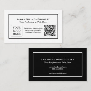 Modern bedrijfslogo QR-code zwart wit Visitekaartje
