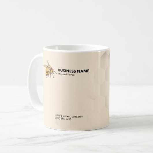 Modern Bee and Honeycomb Watermark Koffiemok (Voorkant links)