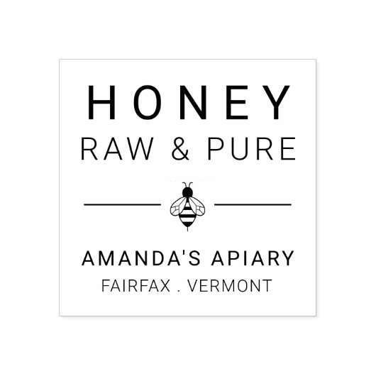 Modern Bee Icon Honey Apiary Rubberstempel (Afrduk)
