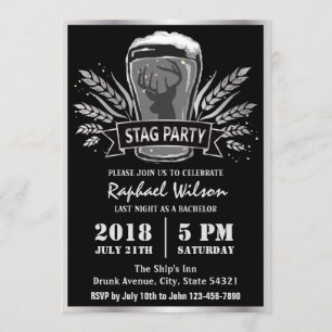 Modern Beer Barley Stag Party/Bachelor Party Kaart