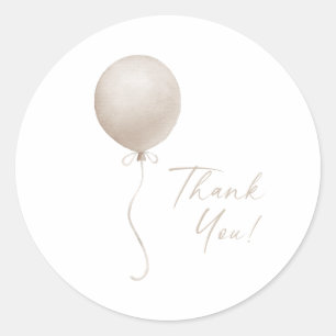 Modern Beige Balloon Boho Baby shower Ronde Sticker