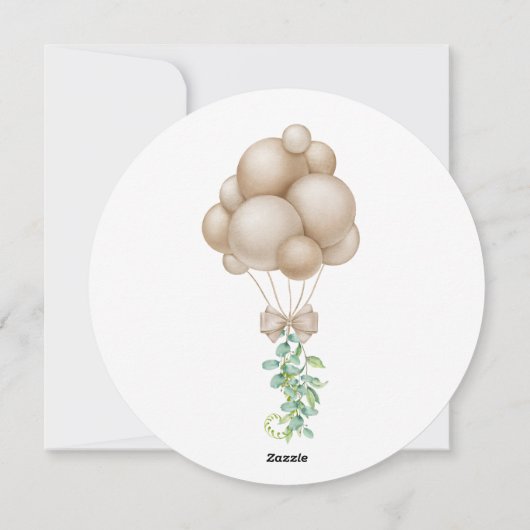 Modern Beige Balloons Baby shower Uitnodiging (Achterkant)