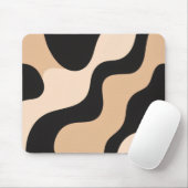 Modern Beige & Black Wave Mousepad Muismat (Met muis)