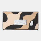 Modern Beige Black Wavy Abstract Desk Mat (Clavier et souris)