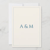 Modern beige blue minimalist wedding invitation (Dos)