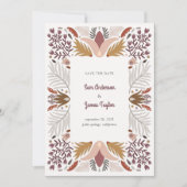Modern Beige Botanische Bloemen Boho Lijst Save The Date (Voorkant)