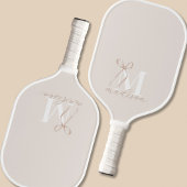 Modern Beige Bow Initiaal Monogram Pickleball Paddle
