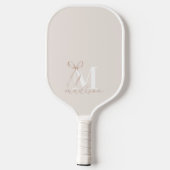 Modern Beige Bow Initiaal Monogram Pickleball Paddle (Achterkant)