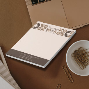 Modern Beige Bruin Geometrisch Patroon Yoga Studio Notitieblok