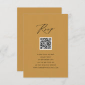Modern Beige Elegant Script QR Bruiloft RSVP Informatiekaartje (Voorkant / Achterkant)