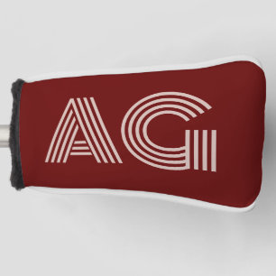 Modern Beige en Wijn Monogram Golfheadcover
