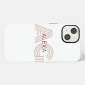 Modern Beige en Wijn Monogram iPhone Hoesje (Achterkant horizontaal)