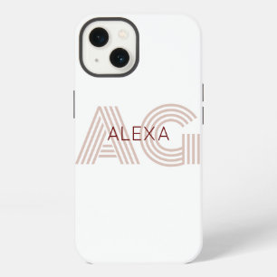 Modern Beige en Wijn Monogram iPhone 13 Hoesje