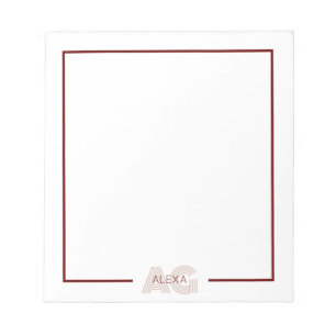 Modern Beige en Wijn Monogram Notitieblok