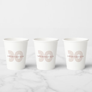 Modern Beige en Wijn Monogram Papieren Bekers