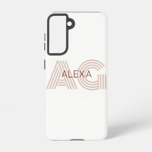 Modern Beige en Wijn Monogram Samsung Galaxy Hoesje