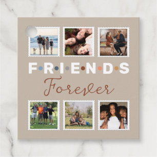 Modern Beige Friends Forever Foto Collage Bedankjes Labels