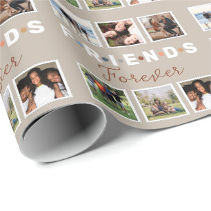 Modern Beige Friends Forever Foto Collage Cadeaupapier