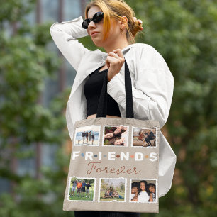 Modern Beige Friends Forever Foto Collage Draagtas