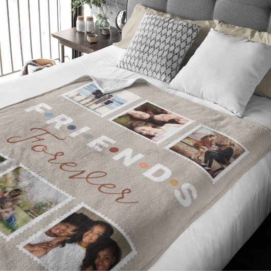 Modern Beige Friends Forever Foto Collage Fleece Deken