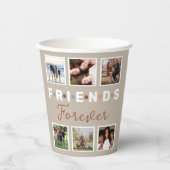 Modern Beige Friends Forever Foto Collage Papieren Bekers (Voorkant)