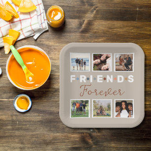 Modern Beige Friends Forever Foto Collage Papieren Bordje