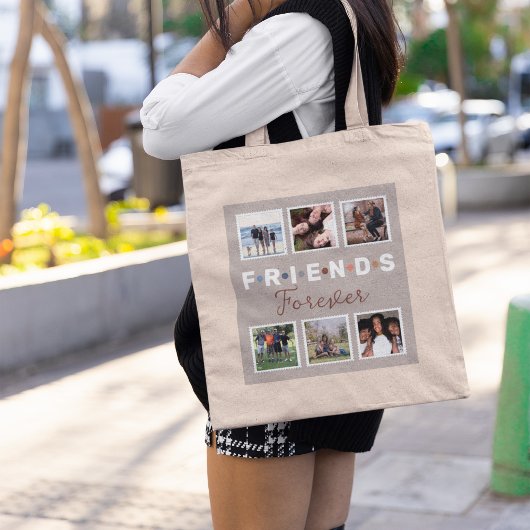 Modern Beige Friends Forever Foto Collage Tote Bag