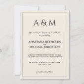 Modern beige gray minimalist wedding invitation (Devant)