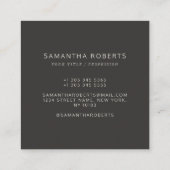 Modern beige gray simple add your logo vierkante visitekaartje (Achterkant)