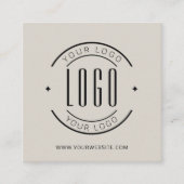 Modern beige gray simple add your logo vierkante visitekaartje (Voorkant)