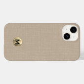 Modern Beige Linen Brushed Gold Monogram Case-Mate iPhone Case (Achterkant (horizontaal))