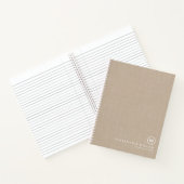 Modern Beige Linen Minimal Monogram Notitieboek (Binnen)
