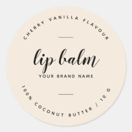Modern beige lippenbalsem label