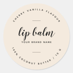 Modern beige lippenbalsem label