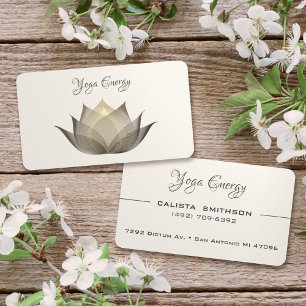 Modern Beige Lotus Flower Art Elegant Unique Yoga Visitekaartje