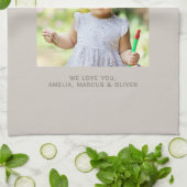 Modern Beige Mama Kinder Foto Moederdag Theedoek (Gevouwen)