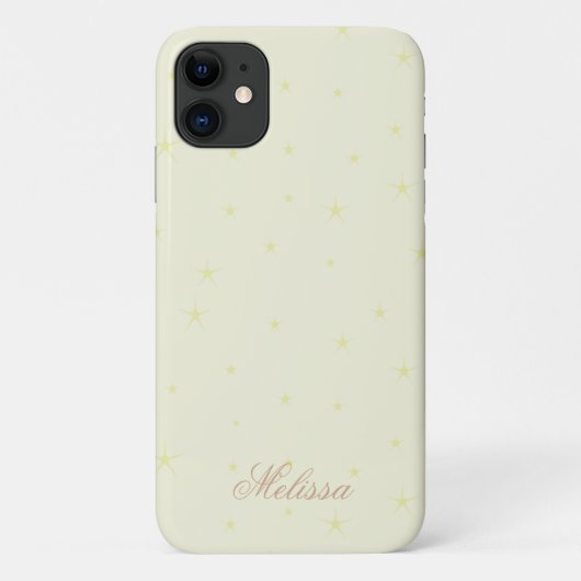 Modern Beige Minimal Gold Star Script Personaliser Case-Mate iPhone Case (Achterkant)