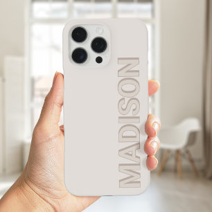 Modern Beige Monogram Naam iPhone 16 Pro Max Hoesje