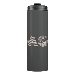 Modern beige monogram thermosbeker