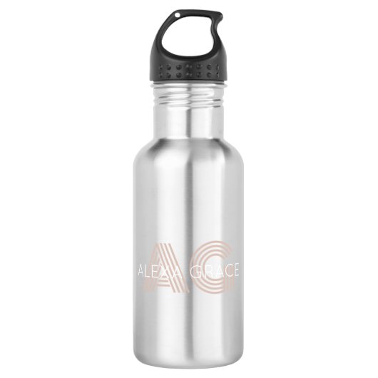 Modern beige monogram waterfles (Voorkant)