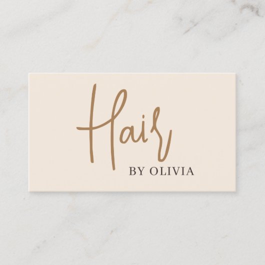Modern Beige Neutral QR Code Hair Stylist Visitekaartje (Voorkant)
