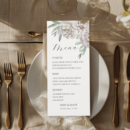  Modern beige & Off White Floral Wedding Menu