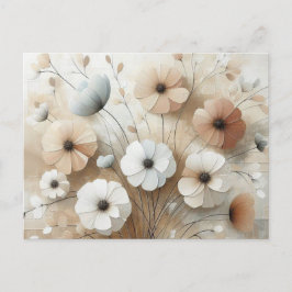 Modern Beige-Pink 3 bloemen Briefkaart